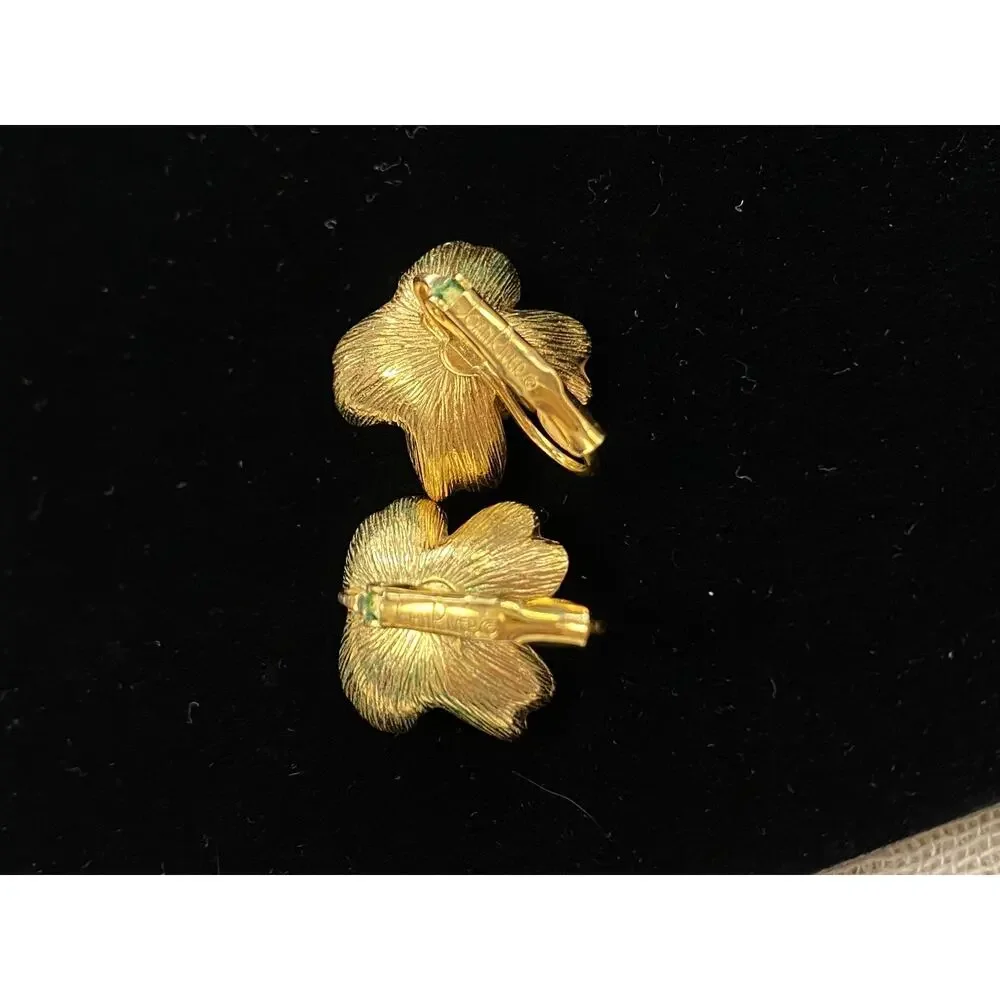 Joan Rivers Earrings Gold Tone Pastel Enamel Flower Dangle Drop Vintage‎ Y2K